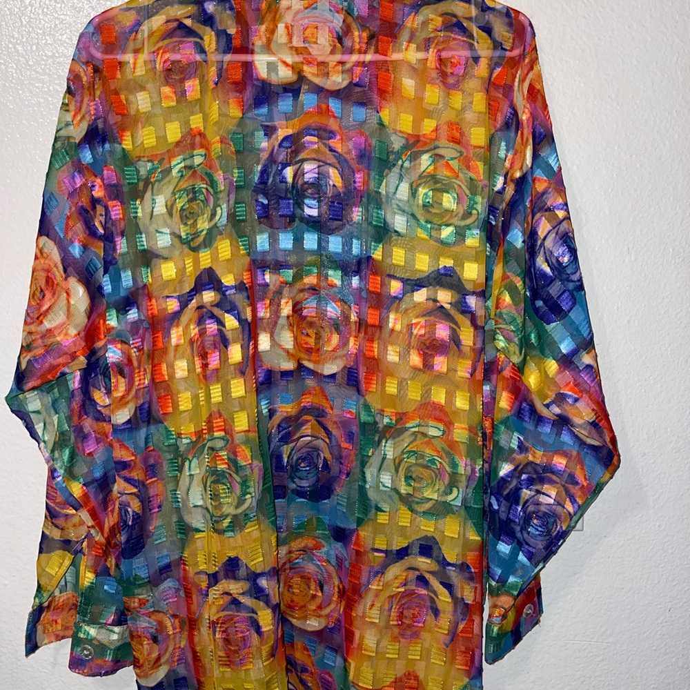 Vintage Elee. Size M/L. Colorful Floral Women's Blouse - Picture 4 of 6